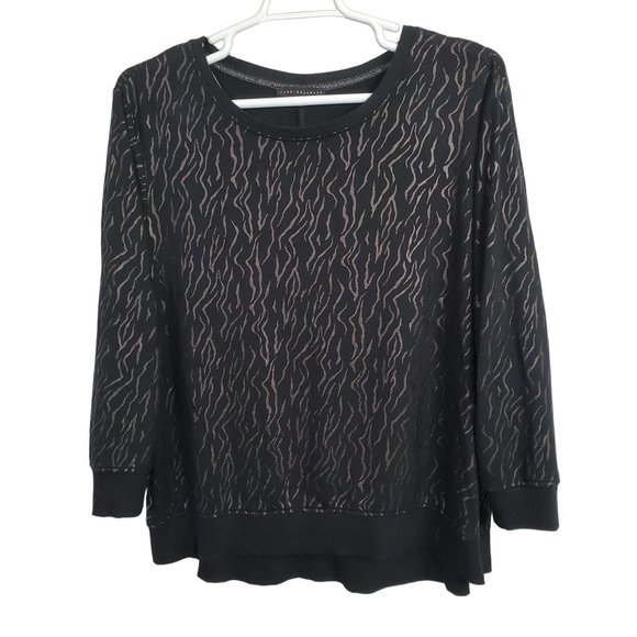 Jane + Delancey Size 1X Sweater Super Soft Jersey Knit Fleece Lined Shimmer Blac - Picture 2 of 9